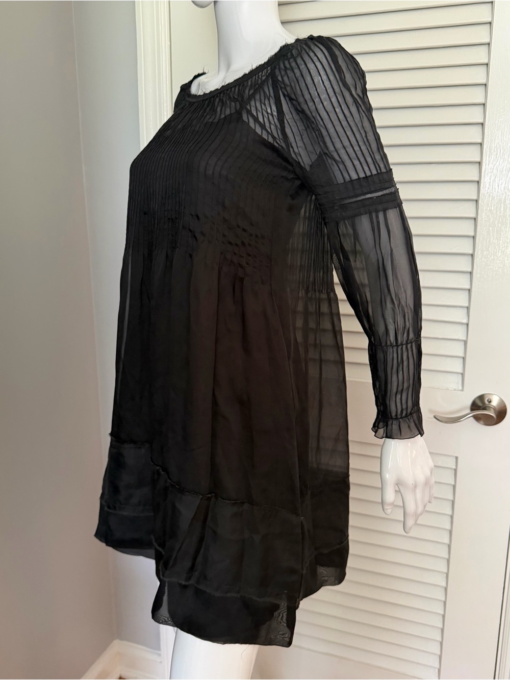 Philosophy di Alberta Ferretti Black Sheer Silk Dress Sz 2 - Picture 3 of 16